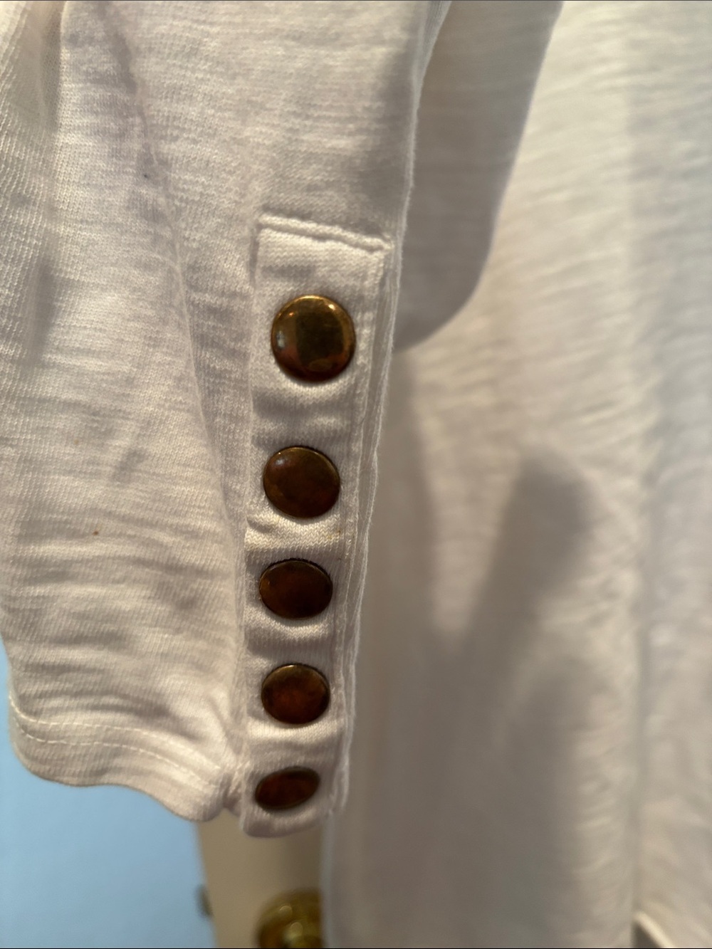Nation LTD Laura Puff Sleeve Top White Cotton Slub Snap Button Cuff size Small - Picture 4 of 10